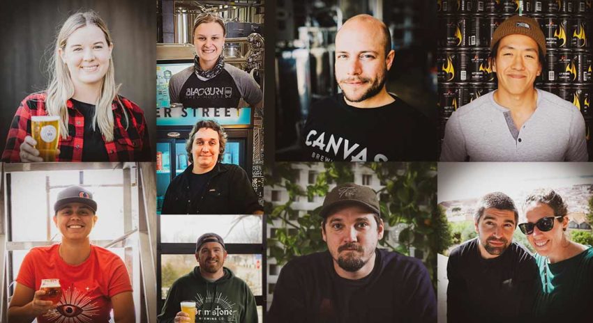 A collage of photos of various Brewmaster alumni from over the past 10 years of the program.