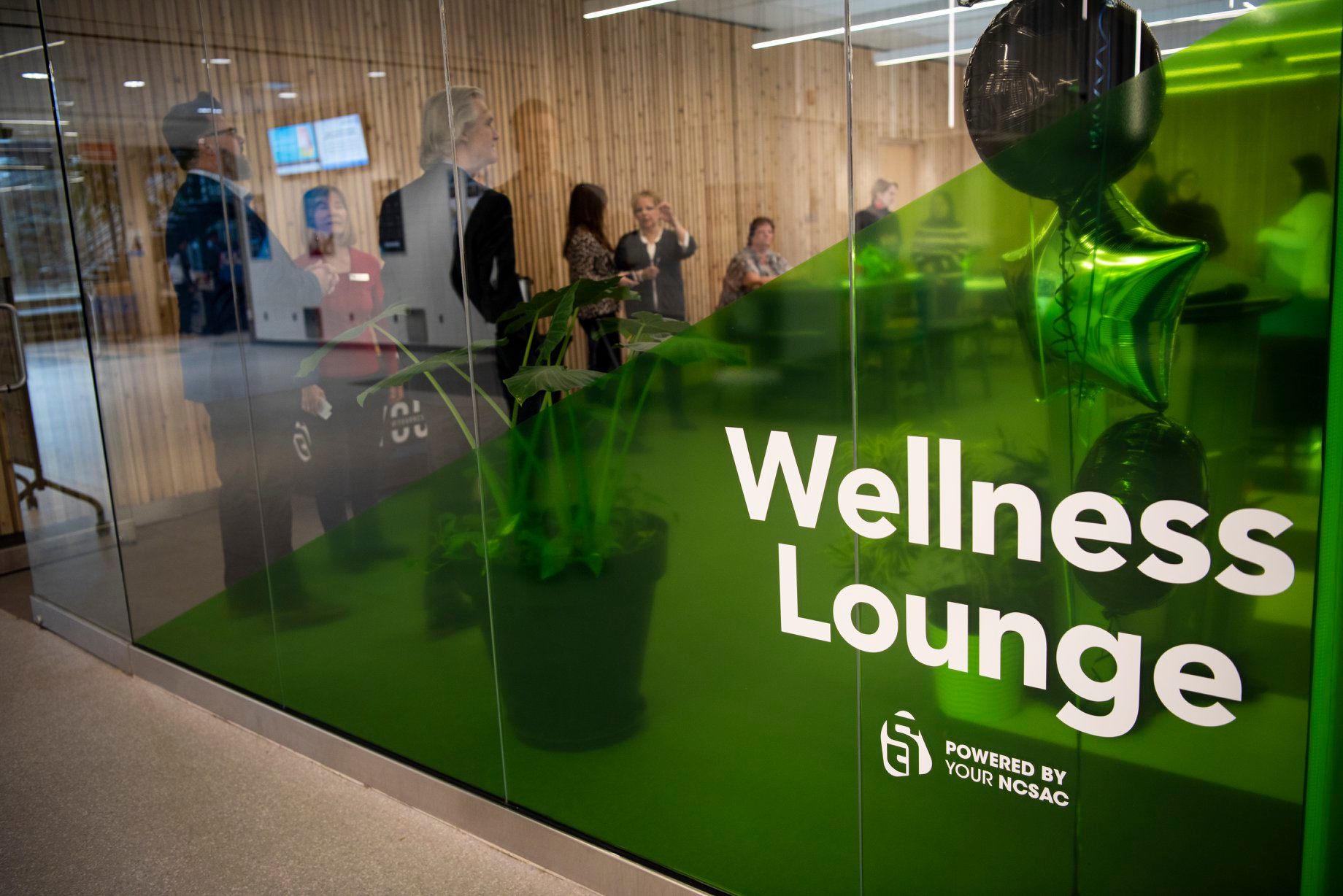 The exterior of the a wellness lounge on campus.