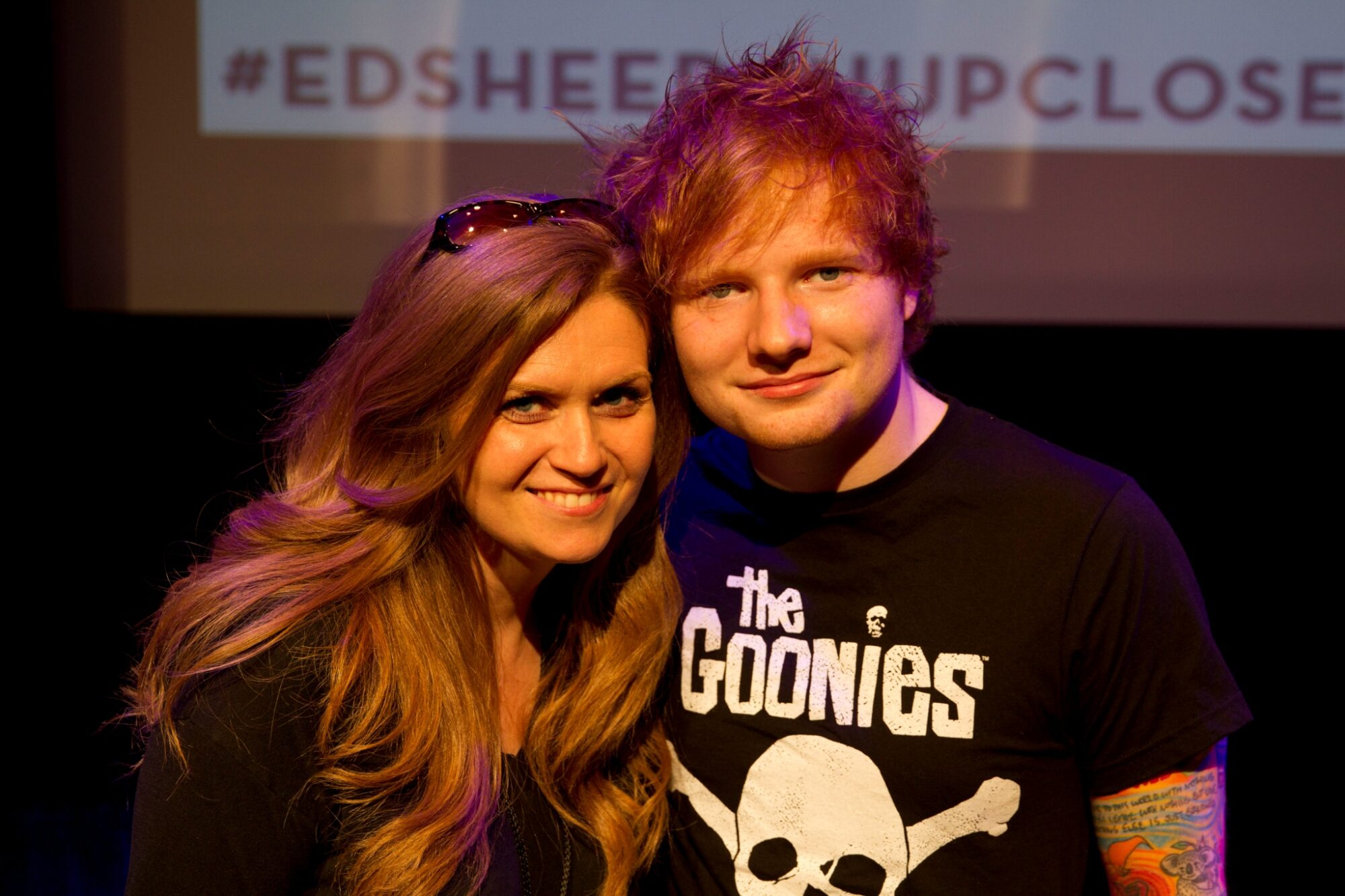 Karen Steele standing beside Ed Sheeran