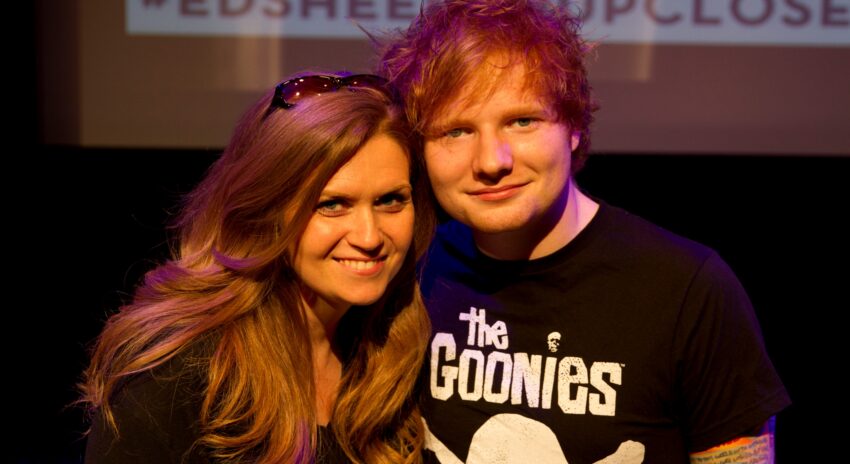 Karen Steele standing beside Ed Sheeran